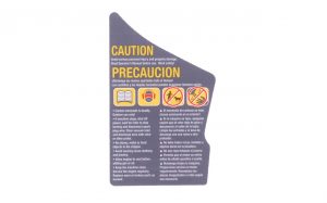 Caution decal for Patriot lawn vacuum.