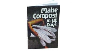 Composting guide for sale showing homeowners how to used shredded leaves and mulched branches to cre