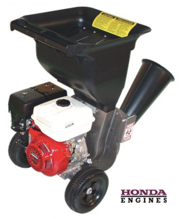 Commercial chipper shredder for branches, brush, leaves, and yard debris